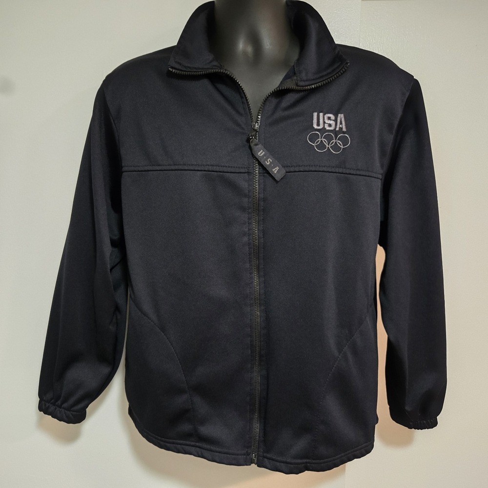 US Olympic Committee Team USA Unisex Size Medium Full Zip Up Black Jacket
